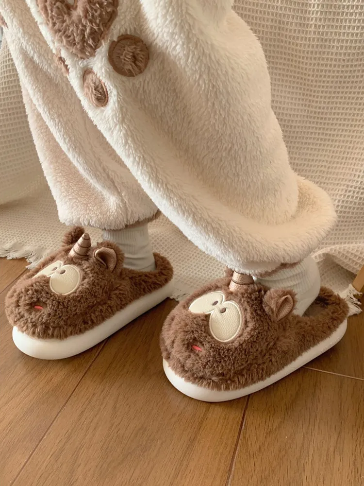 Funny Cartoon Home Slipper Couple Cartoon Cotton Slippers Men And Women's Plush Slipper 2022 Autumn And Winter Household Shoes