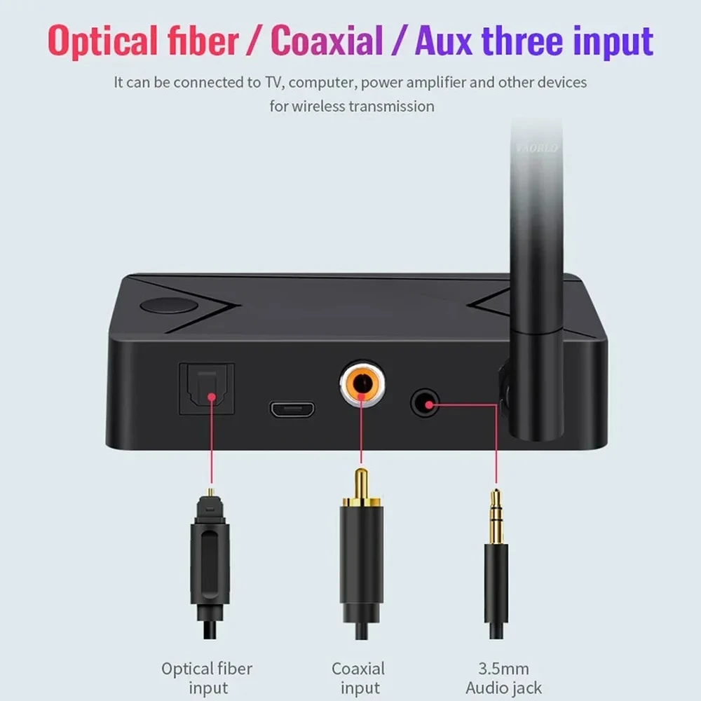 Optical Fiber SPDIF Bluetooth Adapter 3.5mm AUX RCA Stereo Wireless Bluetooth 5.0 Audio Transmitter For TV PC Headphone