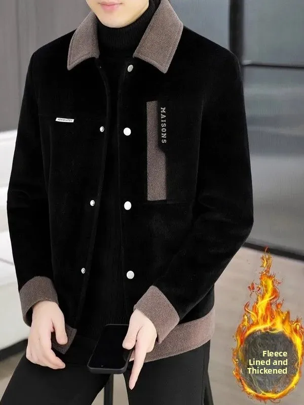 

Корейская зимняя куртка для мужчин с цветными блоками, утепленная, для молодежи, повседневная, теплая, приталенная, в деловом стиле