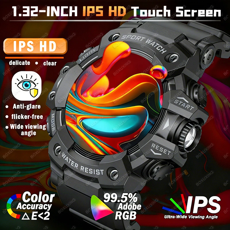 2026 New Military Outdoor Smart Watch Men Compass Heart Rate BT Call LED Flashlight IP68 Waterproof Smartwatches For IOS Android