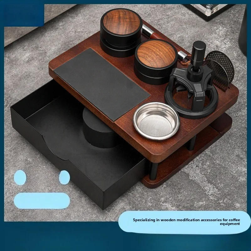 Solid Wood Powder Press Seat Drawer Type Coffee Workbench Multi-functional Powder Press Base Set Handle Accessories