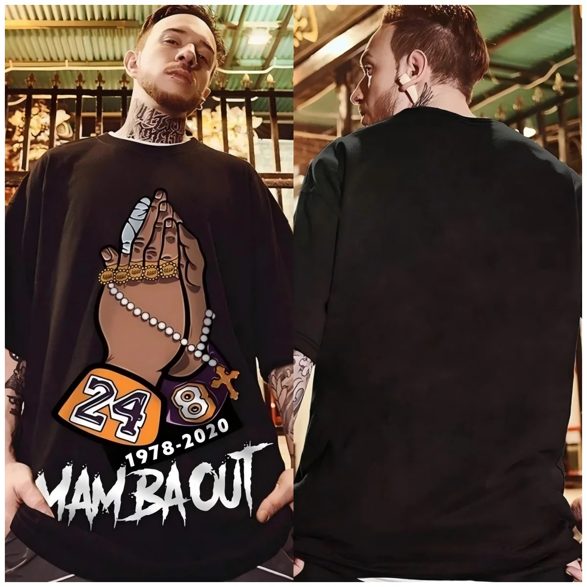 Fashionable new American men's summer Gothic letter prayer print soft and breathable round neck T-shirt outdoor urban street top