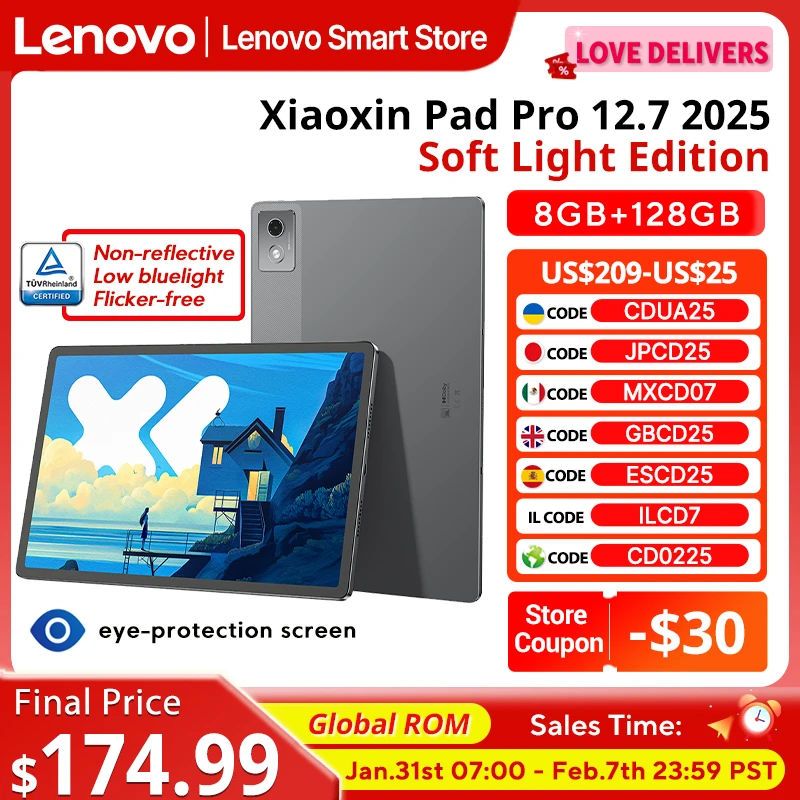 New Lenovo Xiaoxin Pad Pro 12.7 2025 Soft Light Edition Screen 10200mAh Dimensity 8300 Comfortable Visual Tablet Android PC