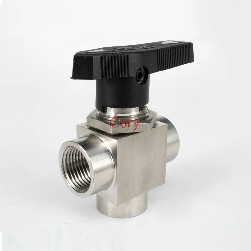 1PC Three-way Ball Valve Female Thread G1/8\' G1/4\' G3/8\' G1/2\' G3/4\' BSP Stainless Steel 304 High Pressure Temperature YFP-2B