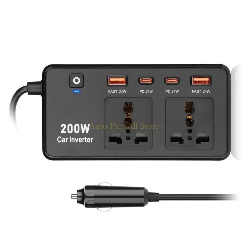 J0MA 200W Car Power Inverter DC12V to AC220V with USB Ports for Tablets Laptops and Mobile Devices Long Drives Business Trips