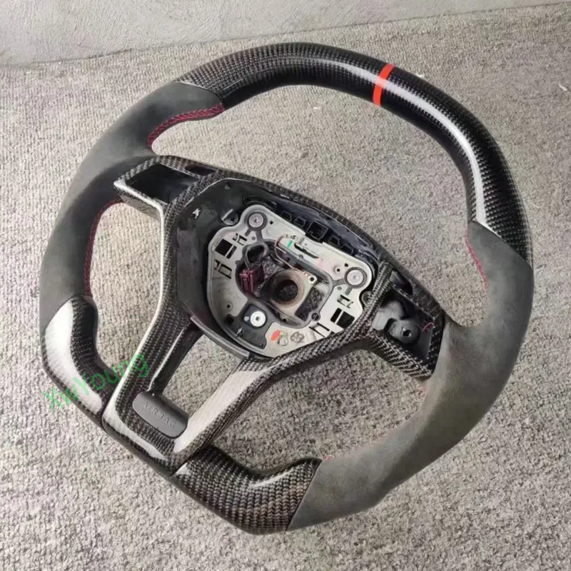 100% Real Carbon Fiber+ Leather Steering Wheel For Mercedes-benz C Class 166 W204 C260 CGI C180