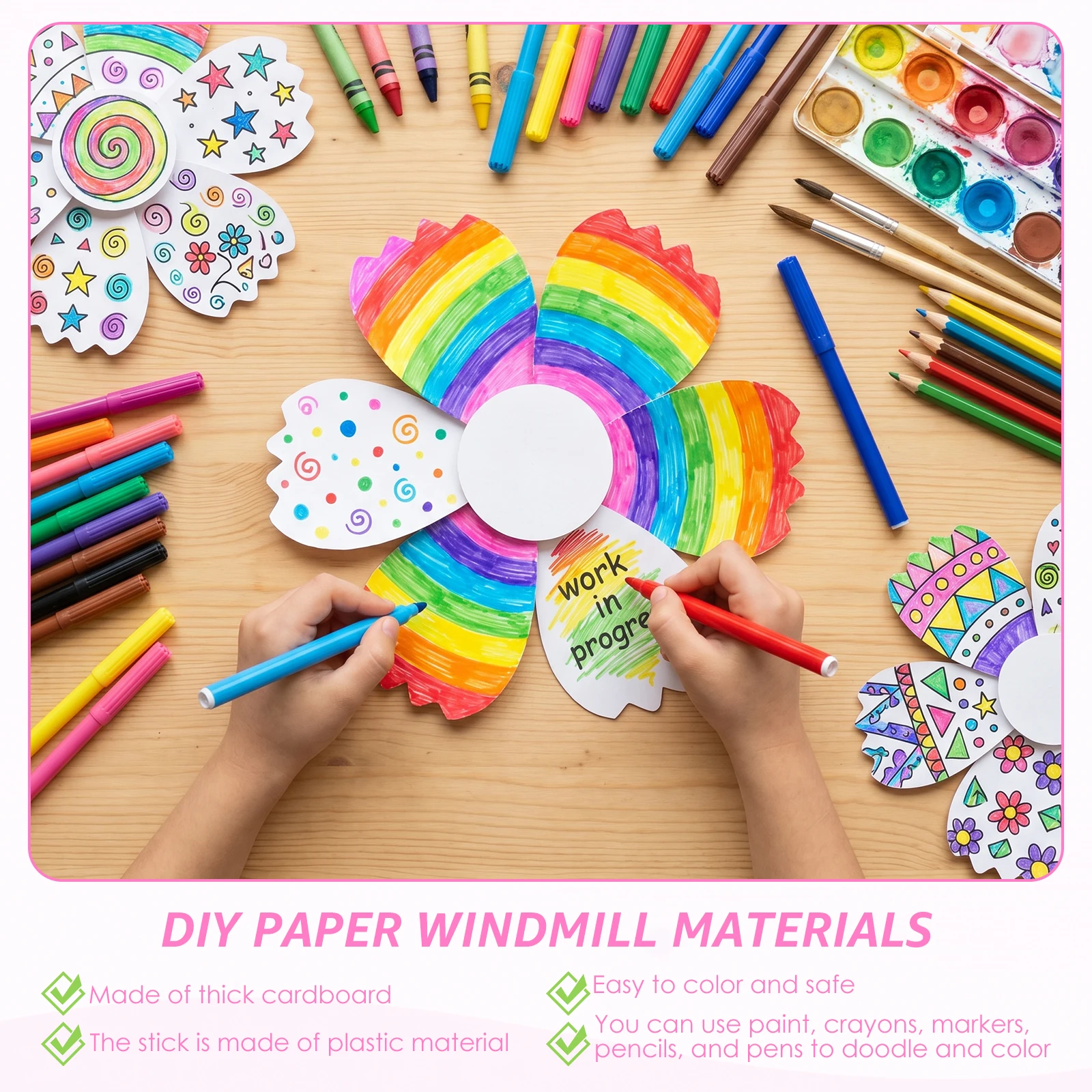 20Pcs Blank DIY Pinwheel Craft Kit for Painting