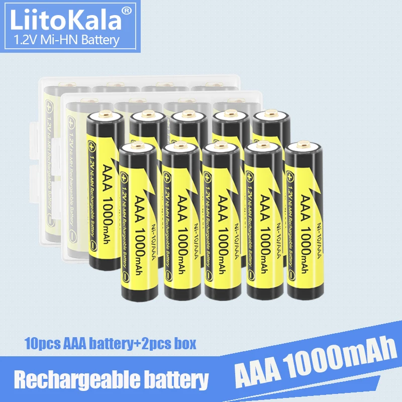 10 sztuk LiitoKala 1.2v NI-MH AAA bateria 3A 1000MAH akumulator aaa nimh baterie akumulator do latarki zabawki