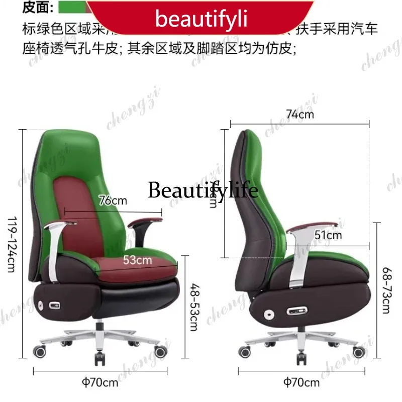 

45 Electric Nappa Leather Executive Chair - Reclining Office Desk Chair for Comfortable Prolonged Sitting in Home and Business