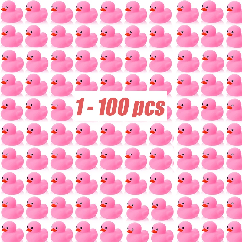 1-100 pcs Pink Rubber Ducks, Toys Squeaky Rubber  Duckies for  Birthday Party Favors Class Prizes Car Decor