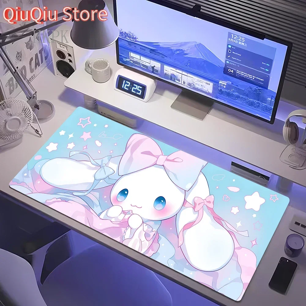 

Cute Cinnamorolls Mousepad HD Printing Computer Gamers Locking Edge Non-slip Base Mouse Pad XXL 90x40cm Keyboard PC Desk Mat