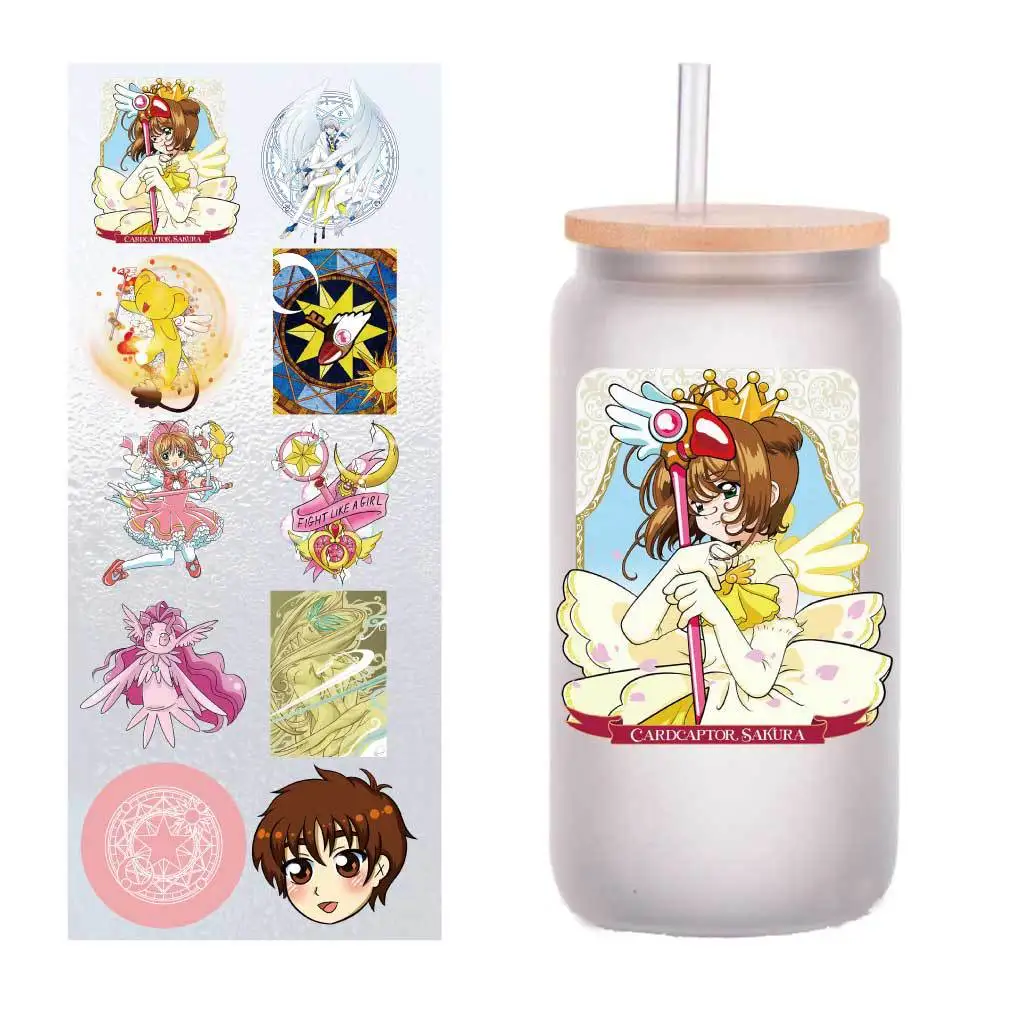 

10/Pack Magic Card Girl Sakura Cerberus UV Transfer Sticker Crystal Label Cup Sticker Customized