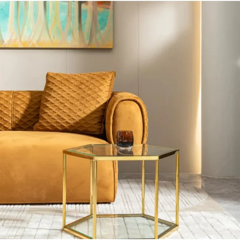 طاولة وحدة تحكم حديثة على الطراز الشمالي مع ارتفاع قابل للتعديل وسهلة التنظيف من الزجاج والفولاذ المقاوم للصدأ لاستخدام فندق غرفة المعيشة