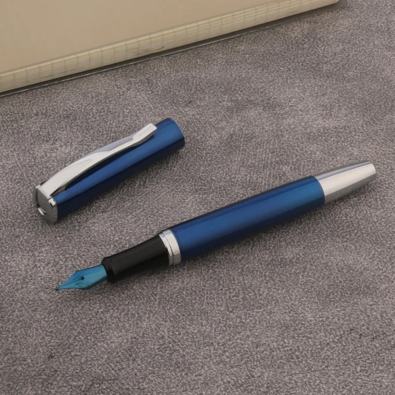 Naginata Nib Fountain Pen Metal Handmade Grinding 26 Pen Royal Blue Business Office School Supplies Writing Ink Pens