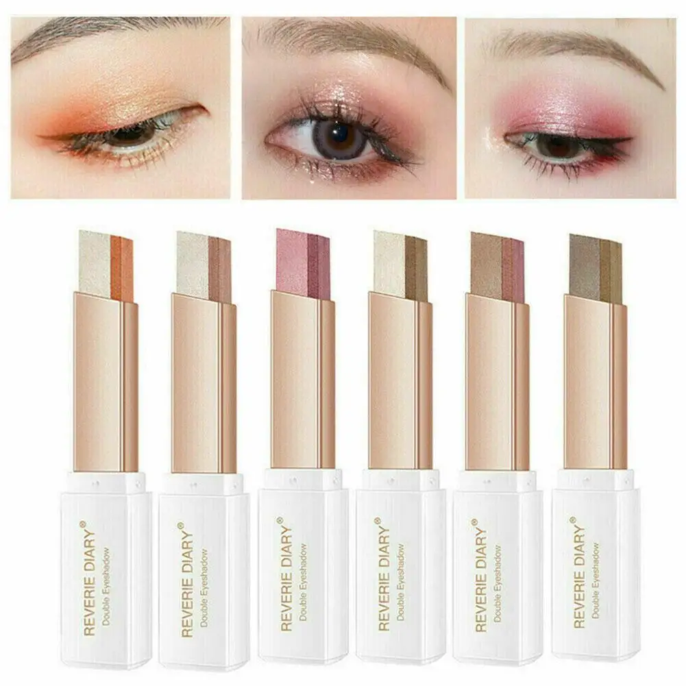 Barra de sombra de ojos con brillo de doble Color, lápiz de sombra de ojos, maquillaje impermeable, Bicolor, brillo, cosméticos, herramienta de maquillaje de belleza, regalos, nuevo