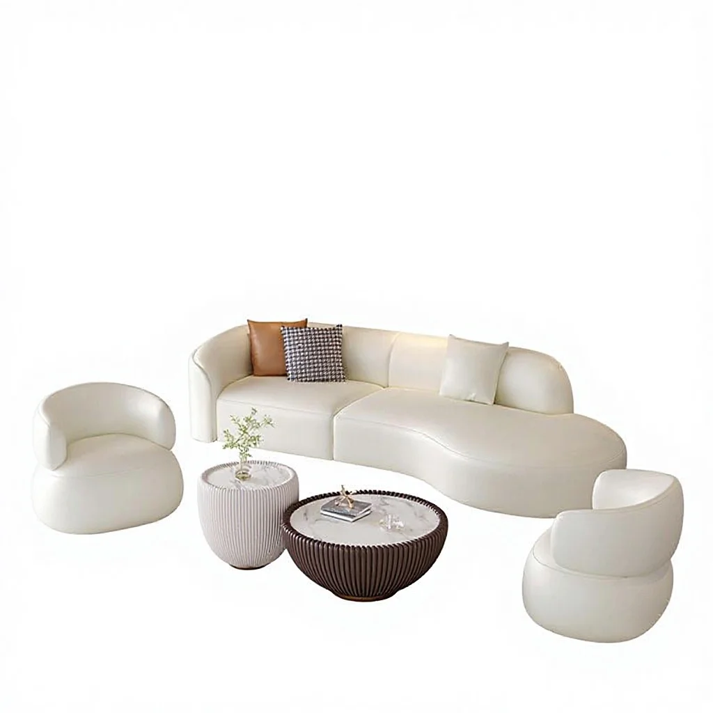 #Sofa Living Room Minimalist Modern Sofa Coffee Table Set Hotel Beauty Salon Reception Curved Sofa Modular Chaise Lounge