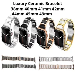 For Apple Watch Band 46mm 45mm 41mm 44mm 40mm 42mm 38mm Luxury Ceramic Bracelet Correa serie 10 9 Ultra 2 1 49mm Wristband Strap