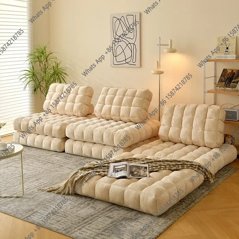 N67 Living Room Furniture Single Sofa Tatami Cream Style Fabric Home Single Living Room Combination Square Module Sofa Muebles