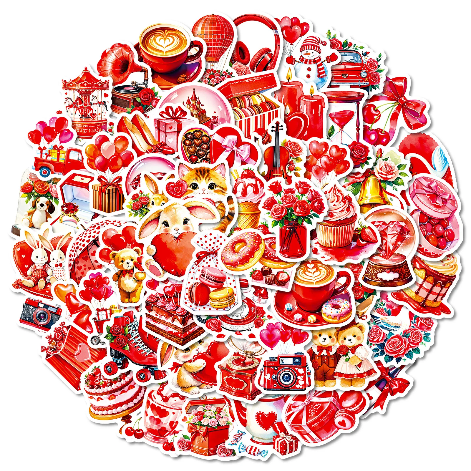 56 قطعة من ملصقات الكتابة على الجدران الجديدة من سلسلة اعتراف الأحمر اللطيفة لمحبي الرسوم المتحركة هدية رومانسية ملصقات تزيين لدفتر القرطاسية