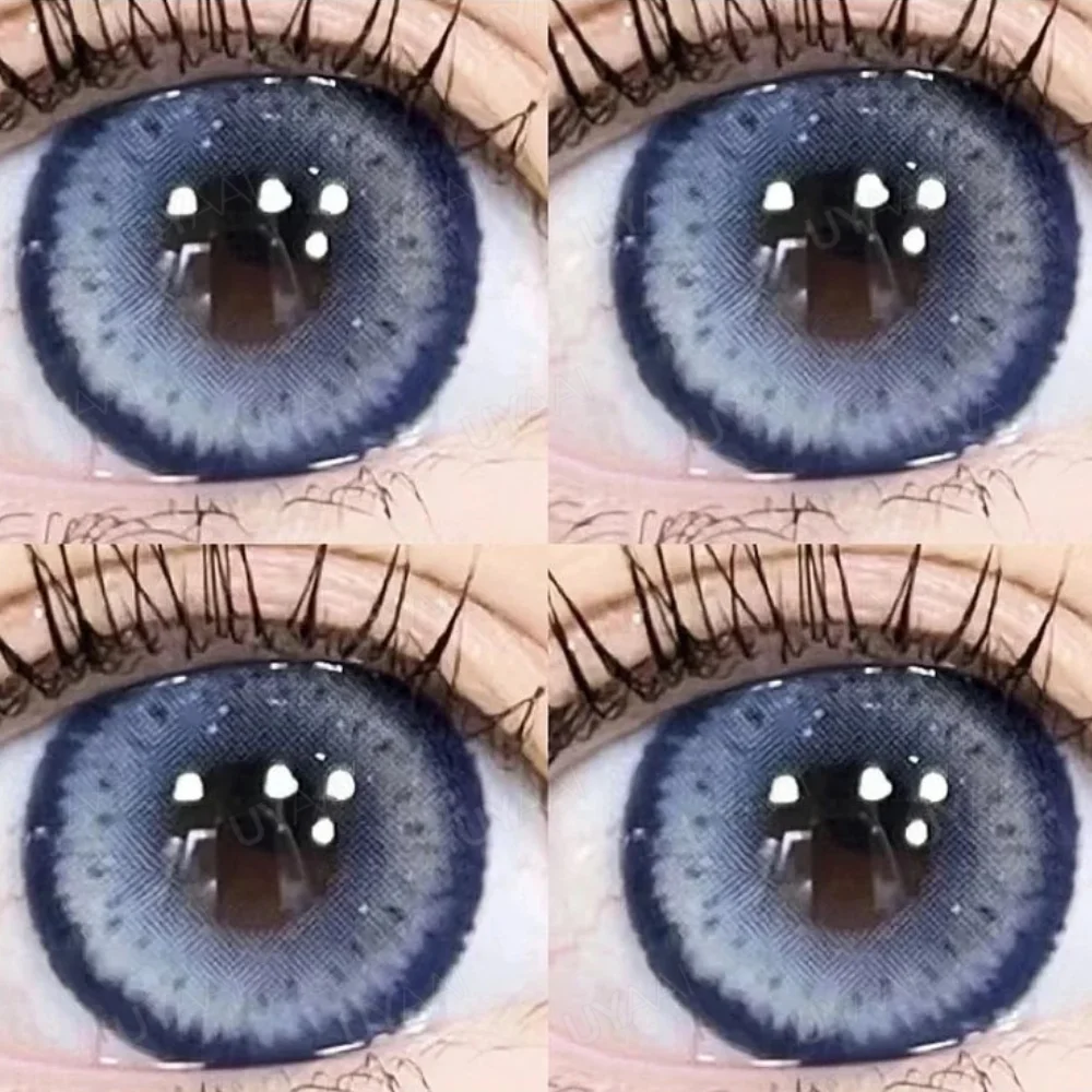 UYAAI-Lentilles de contact de couleur naturelle pour les yeux, bleu, gris, marron, belle pupille, annuelles, 2 pièces