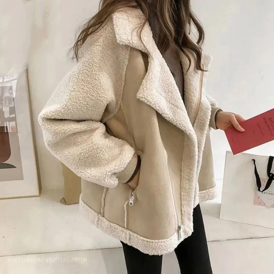 Autumn Winter Womens Coat Warm 2023 New Leather Jacket Loose Fur All-in-one Jacket Short Jackets for Women Short Commuting Coats