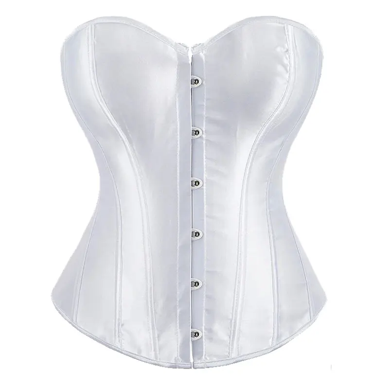 Satin Overbust Corset Bustier Plastic Boned Gothic Gorset Sexy Plus Size Korset Sexy Shapers bustiers Slimming