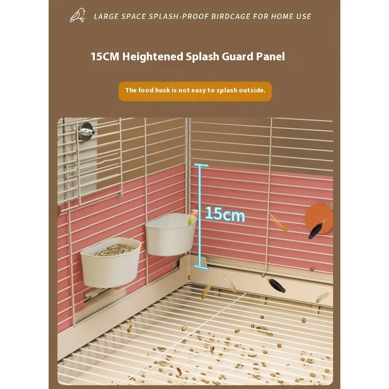 3-Tier Luxury Villa Parrot Cage 80 Cm Large Splatter-Proof Cockatiel Budgie Conure Lovebird Breeding Aviary Steel Bird House