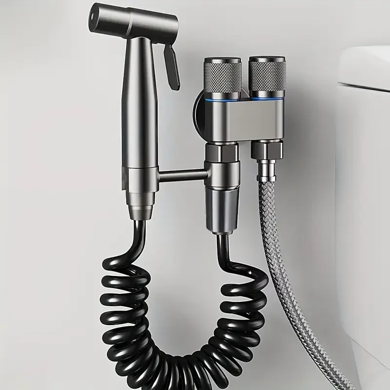 Modern Dual Mop Toilet Cleaning Faucet, Wall Mounted, Dual Outlet Function Water Angle Valve, Non Electric Ceramic Valve