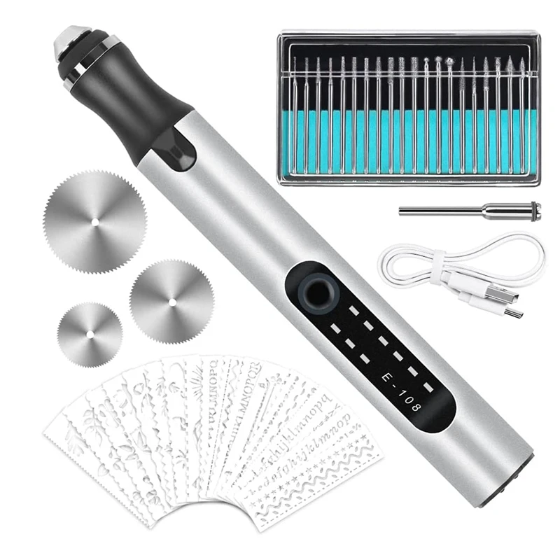 

Engraving Pen, Electric Engraving Tool Kit USB Rechargeable Engraver Etching Pen Micro-Cordless Carve Tool For DIY Art