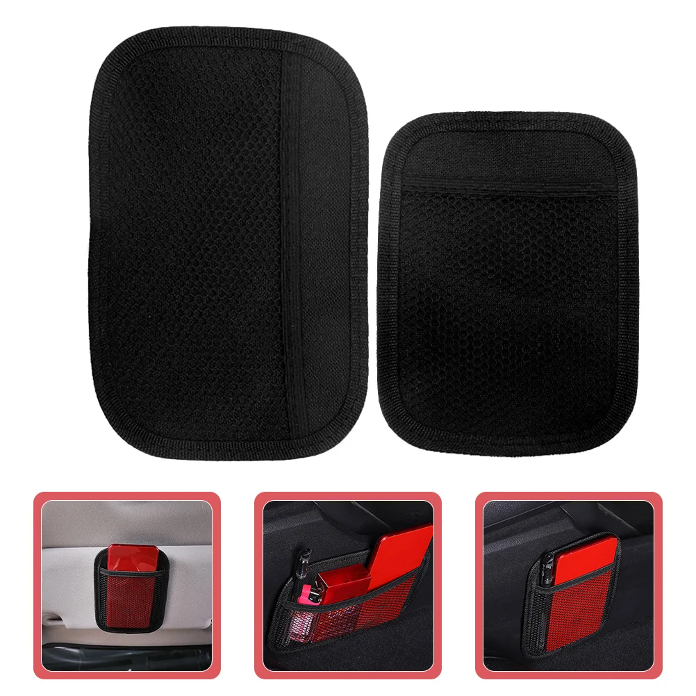 

2Pcs Car Storage Organizer Mesh Pocket Adhesive Sticky Bag for Phone Keys Seat Door Dashboard Car Cell Phone Holder Interior