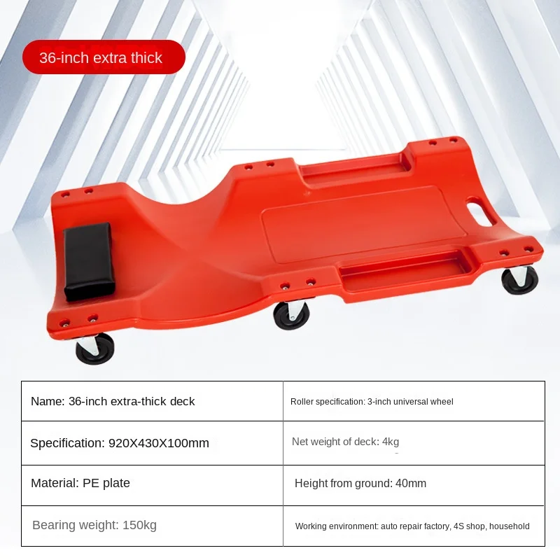 패드 달린 머리 받침대가 있는 자동차 수리 거짓말 보드, 자동차 수리 데크 바닥 하이 퀄리티 섀시 수리 도구, 36 인치