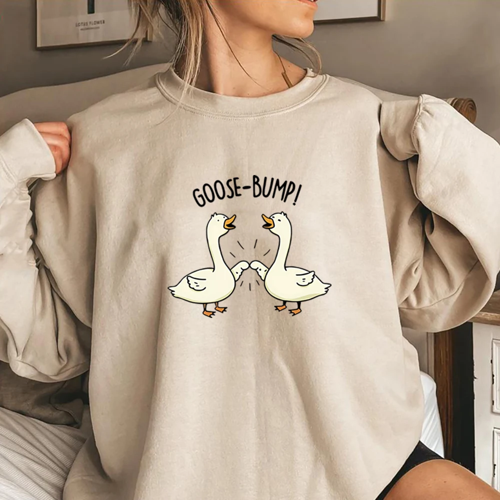 Goose Sweatshirt Silly Goose Hoodie Goose Bumps Pullover Funny Goose Animal Boho Sweater Unisex Cute Crewneck Sweatshirts Tops