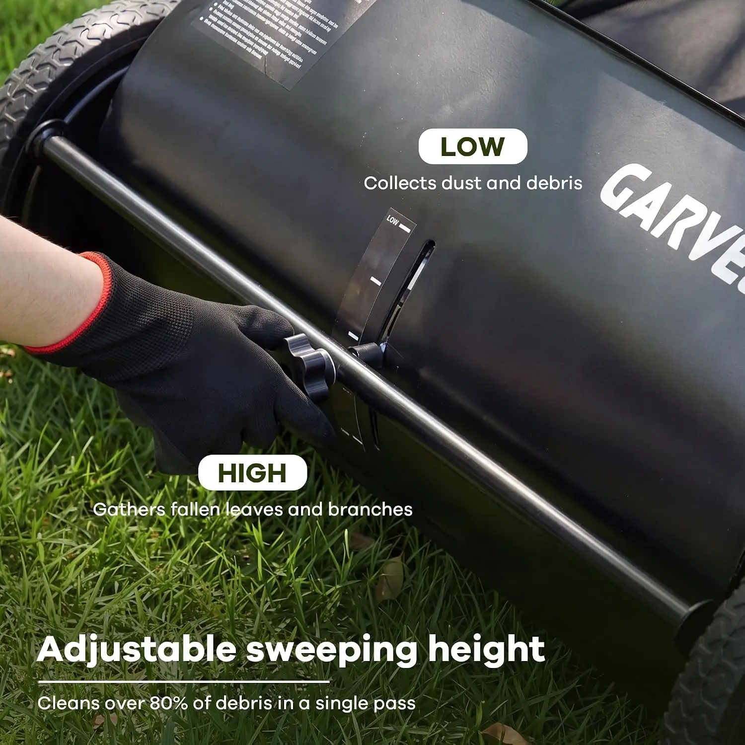 26 Inch Manual Leaf Collector Multifunctional Leaf Lawn Collector Hand Push Sweeper Cleaning Tool for Yard Garden Cleaning Large-Capacity Mesh Hopper