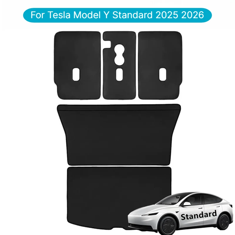 Für Tesla Model Y Juniper Standard 2026 PU-Leder Kofferraummatte Sitzrückenlehnen-Schutz Allwetter-Ladeflächenmatte Schmutzabweisende Matte – Detail 1