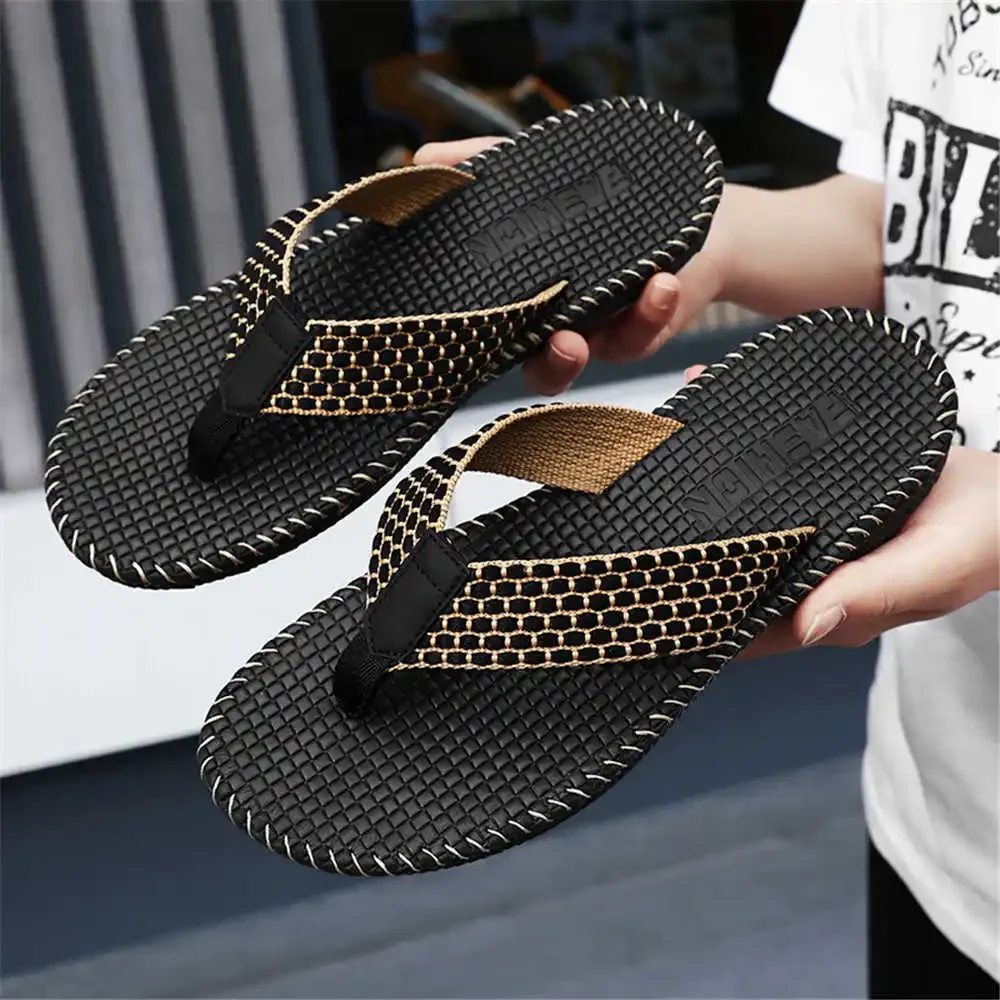 Number 43 Black Mans Minimalist Flip Flops Slippers House Sandals Shoes Sneakers Models Sport Kit High Fashion Shows Runing