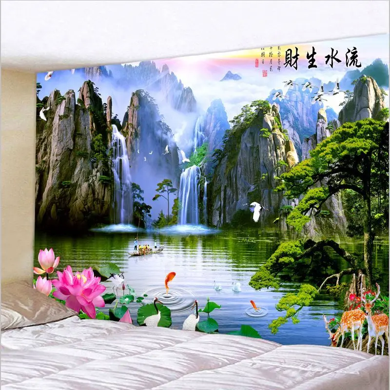 VIKAMA Southeast Asian Ethnic Style Double Elephant Tapestry Vintage Pattern Elephant Background Cloth Warm Tapestry Room Decor