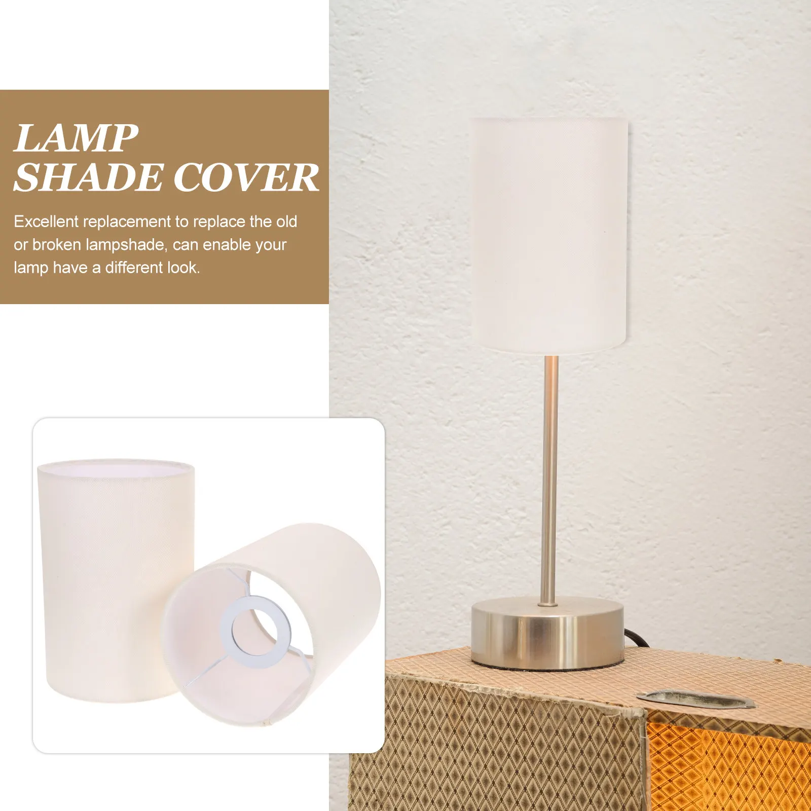 2Pcs Cylindrical Fabric Lamp Shade Modern Simple Elegant Light Cover for Bedroom Living Room Kitchen Office Hotel Decor
