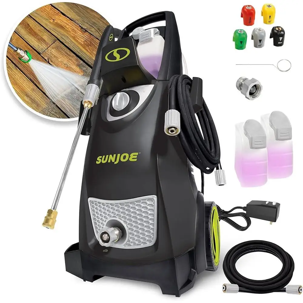 Nettoyeur haute pression électrique 2030 PSI 1.76 GPM, double réservoirs de savon, 5 buses à connexion rapide, tuyau de 20 pieds, système d'arrêt Total, nettoyage Portable