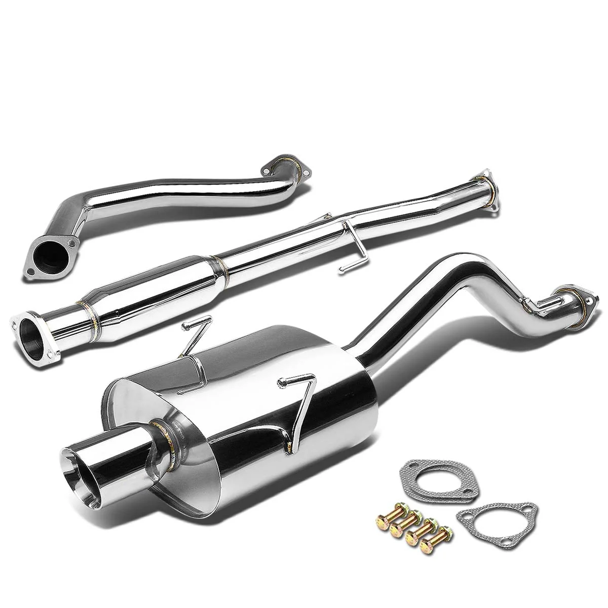 Stainless Steel 3.5 Inch Rolled Muffler Tip Cat Back Exhaust System for 1994 to 2001 Acura Integra DB DC