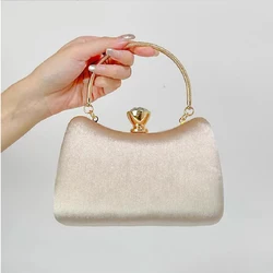 Womens Golden Glitter Clutch Purse Velvert Evening Bag for Bridal Wedding Party with Rhinestone Ring