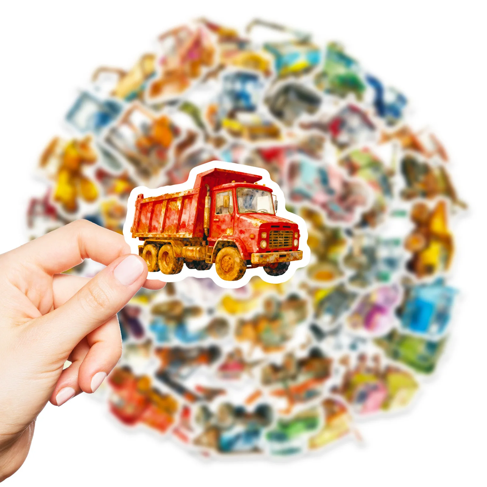 

56PCS Cartoon Retro Engineering Vehicle Sticker Waterproof Graffiti Decal Toy Gift Personalized Decorative Scooter Phone Case