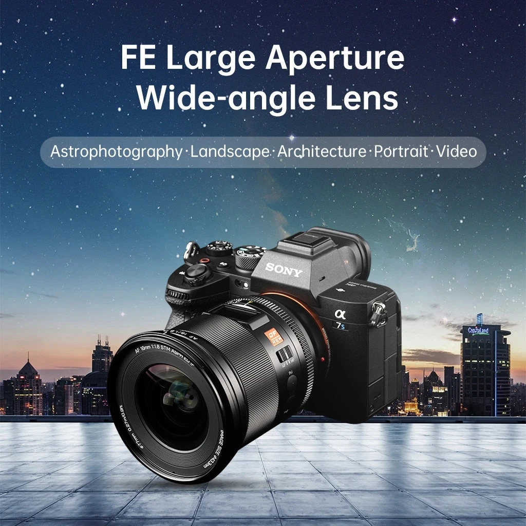 NEW VILTROX 16mm F1.8  E Camera Lens Full Frame Large Aperture Ultra Wide Angle Auto Focus Lens With Screen for  ZV-E1 A7RV
