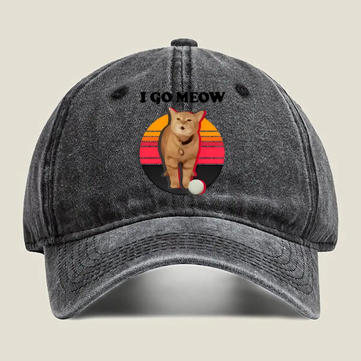 

Meow - Playful, Pet - Themed Design Washed Baseball Cap