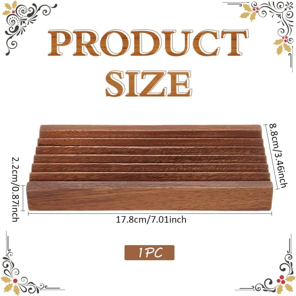 Walnut Horizontal Pen Holder Rectangle Pen Holder Wooden Desk Organizer Pencil Holder with 6 Groove Stylish Vintage Fountain Pen