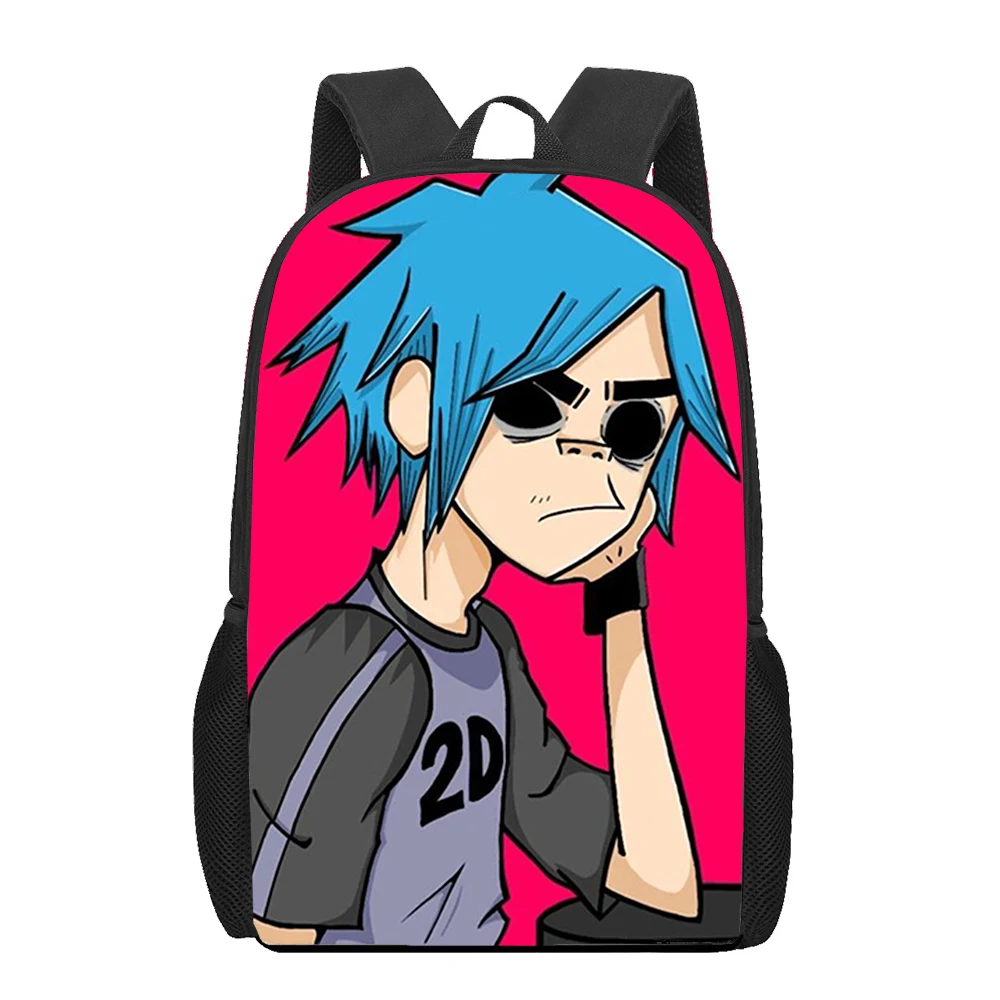 Gorillaz band Kinderen Rugzakken Cartoon Patroon 16 inch Kids Schoolboekentassen Kawaii Schooltas Jongens Meisjes Reisrugzak