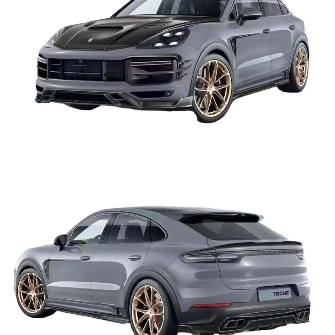 

Forporsche Cayenne Комплект кузова из углеродного волокна Cayenne Передний диффузор для губ из углеродного волокна Спойлер Верхнее крыло Капот Боковая юбка