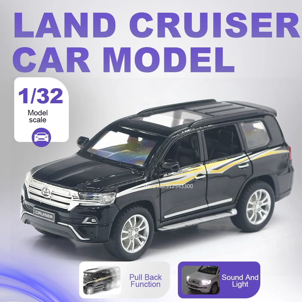 

1:32 Land Cruiser Vellfire Car Model Toy Doors Opened Sound Light Cars Pull Back Rubber Tires Models for Child Hobby Collection
