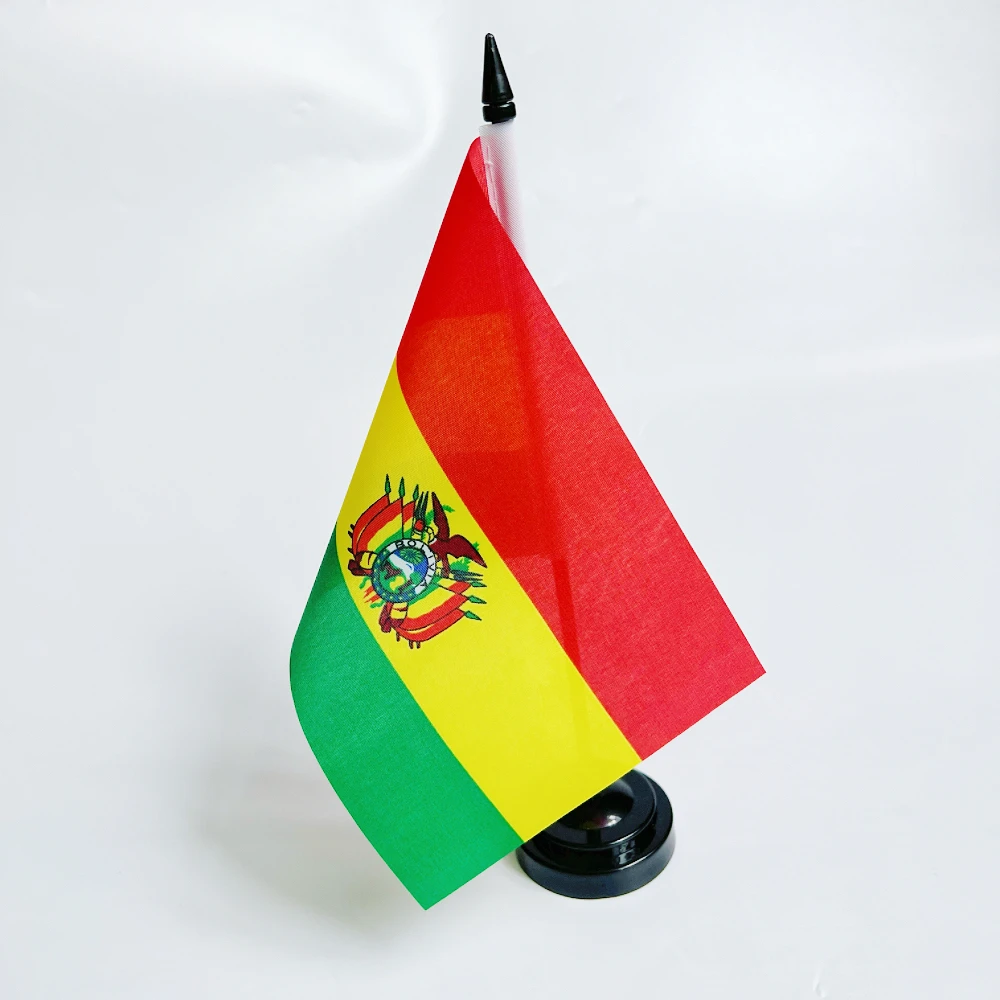 Office Desk Flag Of Bolivia Flag 14x21cm Polyester Bolivia National Banner Desk Ornaments Flags for Table Decoration