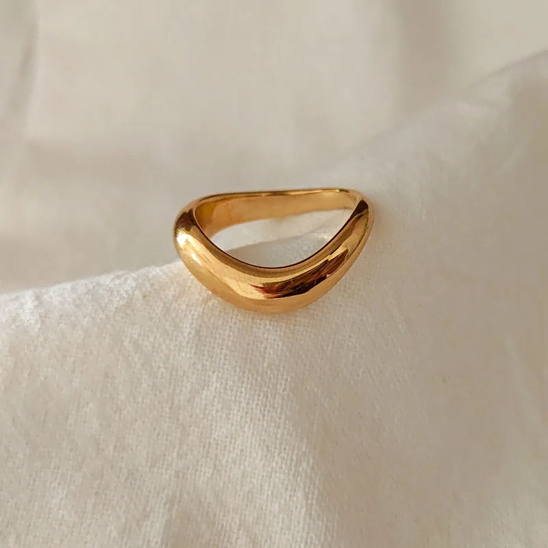 Abstract art wave rings for women stainless steel rings simple minimalist jewelry tarnish free jewelry waterproof geometric image 2