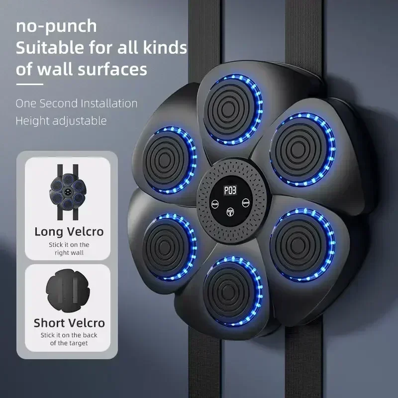 Smart Music Boxing Machine Bluetooth Wall-Mounted Boxing Trainer Reaction Exercise Boxing Wall Target for Men Women Children